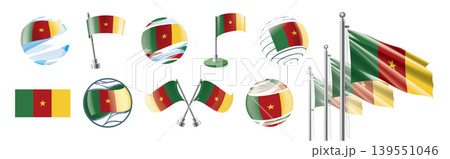 A set of vector Cameroonian flags of different designs A set of vector Cameroonian flags of different designs 139551046