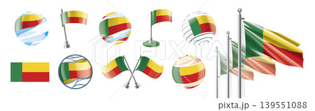 A set of vector Benin flags of different designs A set of vector Benin flags of different designs 139551088