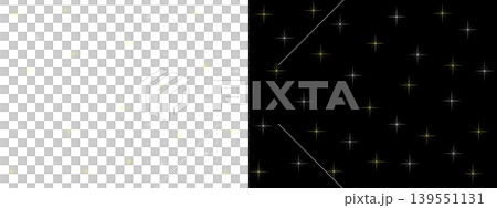 Sparkling starbursts on transparent or black background, a festive pattern 139551131