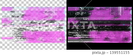Abstract digital glitch art with vibrant pink and black horizontal lines and noise on transparent or black background Abstract digital glitch art with vibrant pink and black horizontal lines and noise on transparent or black background 139551155