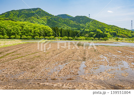 奥琵琶湖の田園風景　滋賀県長浜市西浅井町 139551804