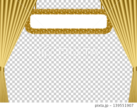 Signboard with molding, curtain, open, 1 gold Signboard with molding, curtain, open, 1 gold 139551907