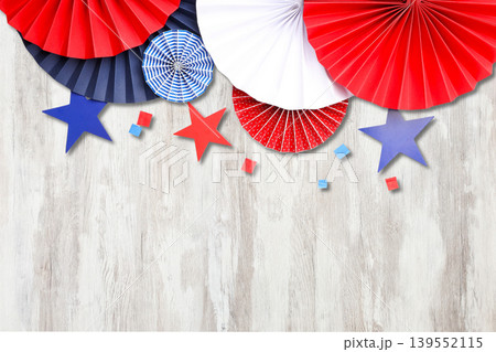 Decorative elements in red white and blue celebrate Labor Day Decorative elements in red white and blue celebrate Labor Day 139552115
