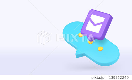 Email Marketing And Online Communication 3d Banner Template Vector Illustration For Web. 139552249