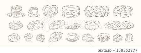 A Delicious Assortment Of Bakery And Pastry Doodle Sketches Vector Illustration A Delicious Assortment Of Bakery And Pastry Doodle Sketches Vector Illustration 139552277