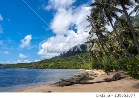 Anaho Bay and beach with palm trees, Nuku Hiva, French Polynesia Anaho Bay and beach with palm trees, Nuku Hiva, French Polynesia 139552377