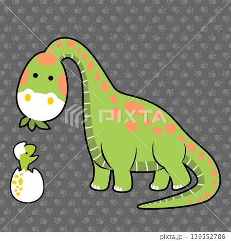 Funny dinosaurs family on footpath background, vector cartoon illustration 139552786