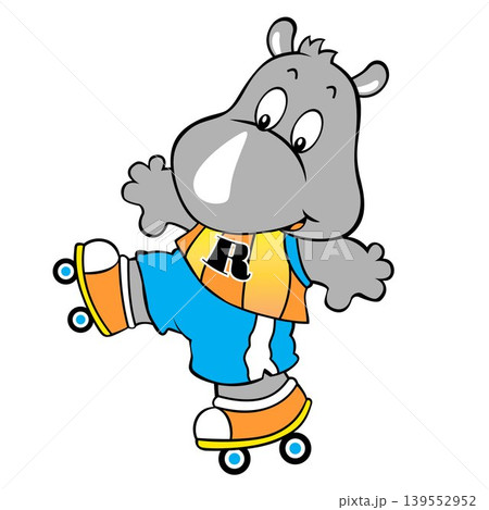 Rhino playing roller skate, vector cartoon illustration Rhino playing roller skate, vector cartoon illustration 139552952