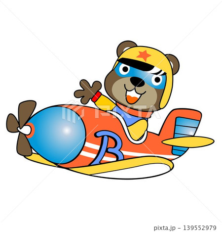 vector cartoon of cute bear on airplane vector cartoon of cute bear on airplane 139552979