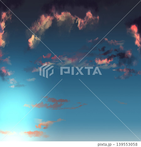希望を感じる夕焼け空と雲の背景素材 爽やかなグラデーションのバナー用空背景 希望を感じる夕焼け空と雲の背景素材 爽やかなグラデーションのバナー用空背景 139553058