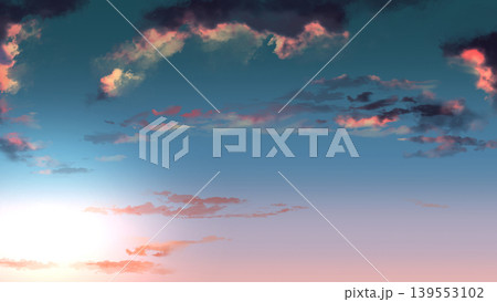 希望を感じる夕焼け空と雲の背景素材 爽やかなグラデーションのバナー用空背景 希望を感じる夕焼け空と雲の背景素材 爽やかなグラデーションのバナー用空背景 139553102