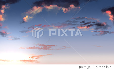 希望を感じる夕焼け空と雲の背景素材 爽やかなグラデーションのバナー用空背景 希望を感じる夕焼け空と雲の背景素材 爽やかなグラデーションのバナー用空背景 139553107