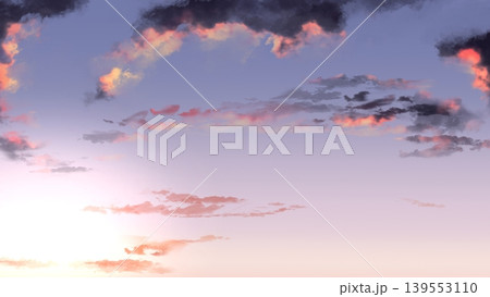 希望を感じる夕焼け空と雲の背景素材 爽やかなグラデーションのバナー用空背景 139553110
