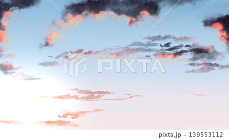 希望を感じる夕焼け空と雲の背景素材 爽やかなグラデーションのバナー用空背景 希望を感じる夕焼け空と雲の背景素材 爽やかなグラデーションのバナー用空背景 139553112