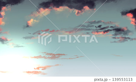 希望を感じる夕焼け空と雲の背景素材 爽やかなグラデーションのバナー用空背景 希望を感じる夕焼け空と雲の背景素材 爽やかなグラデーションのバナー用空背景 139553113