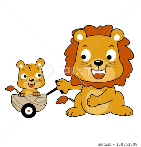 happy lion family, vector cartoon illustration happy lion family, vector cartoon illustration 139553309