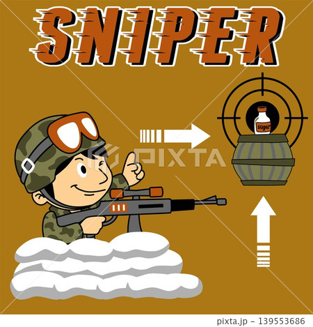 a soldier on sniper training camp, vector cartoon illustration a soldier on sniper training camp, vector cartoon illustration 139553686