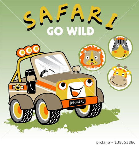 Smiling vehicle with funny animals smile face, vector cartoon illustration Smiling vehicle with funny animals smile face, vector cartoon illustration 139553866