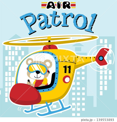 funny bear on helicopter, vector cartoon illustration funny bear on helicopter, vector cartoon illustration 139553893