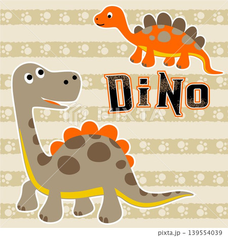 Funny dinosaurs on footpath striped background, cartoon vector illustration Funny dinosaurs on footpath striped background, cartoon vector illustration 139554039