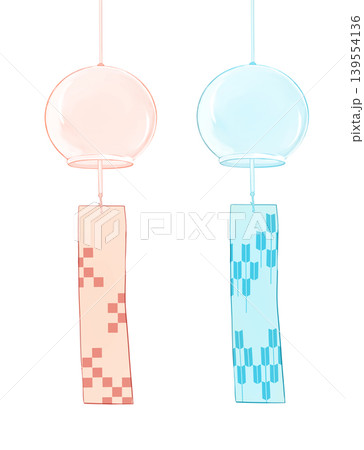 夏を彩る風鈴のイラスト　赤と青 139554136