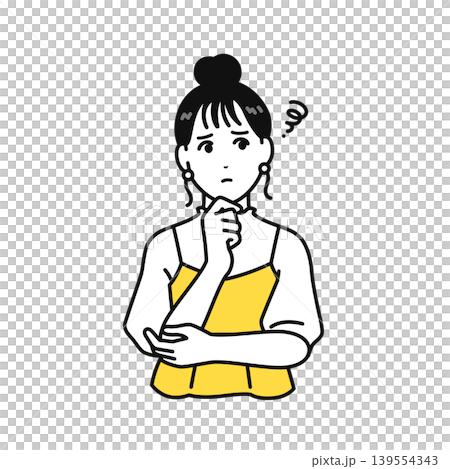 考える 悩む 疑問 まとめ髪の若い女性 139554343