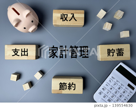 家計管理のイメージ 収入 支出 貯蓄 節約を表すマネーコンセプト 139554630