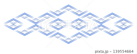 Seamless ornamental geometric design element. Blue rhombuses with sharp lines on white background. Fantasy stylized ethnic ornament. Blue monochrome isolated decor 139554664