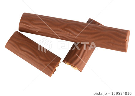 Long chocolate bar isolated on white background 139554810
