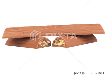 Long chocolate bar isolated on white background 139554811
