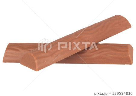 Long chocolate bar isolated on white background Long chocolate bar isolated on white background 139554830