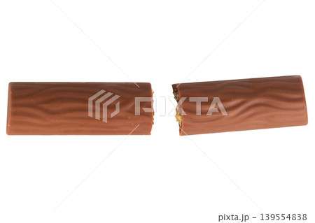 Long chocolate bar isolated on white background 139554838