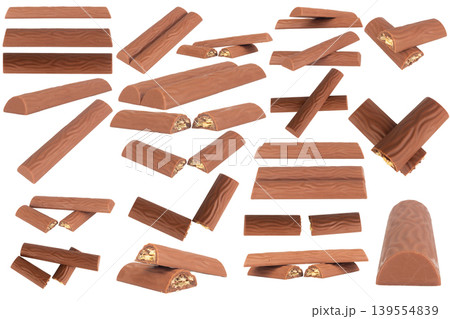 Long chocolate bar isolated on white background 139554839