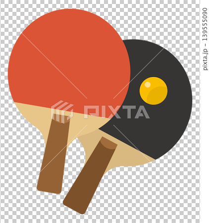 A simple illustration of a table tennis racket and ball. 139555090