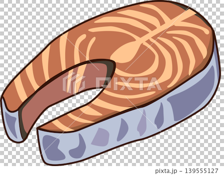 Fresh salmon fish fillet or steak slices  vector illustration  139555127