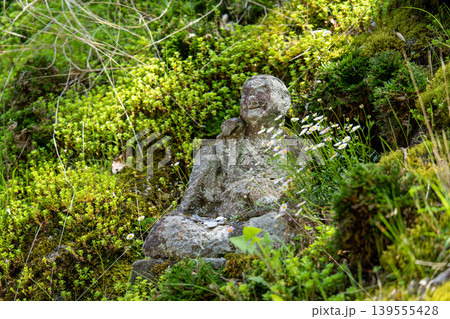 羅漢寺にある苔の生えた石像 139555428