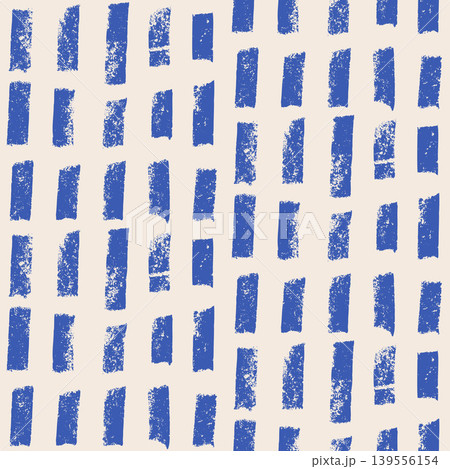 Hand-drawn blue ink seamless pattern with short small dashed lines. Blue roller charcoal texture. Minimalist geometric design with vertical brushstrokes for modern vector background monochrome print 139556154