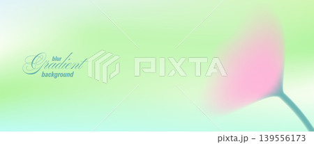 Pastel green background with ethereal floral spring gradation for beauty card and wellness banner. Delicate flower blur in soft green pink shadow. Pastel vector background for mint lime tulip poster 139556173