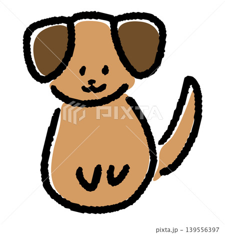 垂れ耳のかわいい犬のゆるい手書きイラスト 139556397