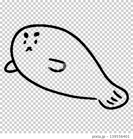 アザラシのシンプルでゆるい全身イラスト アザラシのシンプルでゆるい全身イラスト 139556401