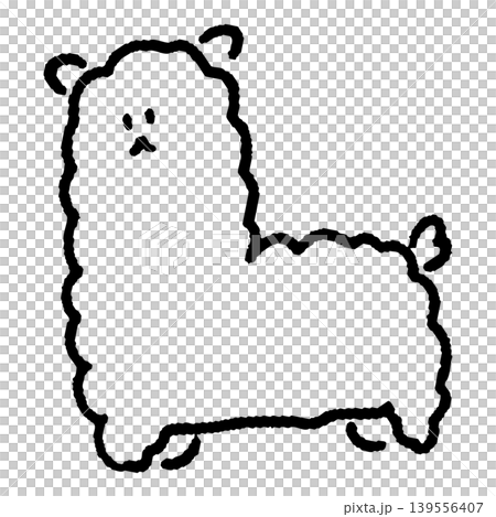 モコモコした毛並みが特徴的なアルパカのゆるいイラスト モコモコした毛並みが特徴的なアルパカのゆるいイラスト 139556407