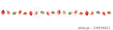 秋の紅葉によるライン素材、水彩画、ボーダー 秋の紅葉によるライン素材、水彩画、ボーダー 139556821