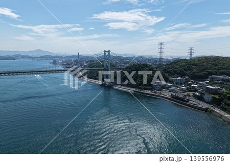 関門海峡と関門橋を斜め俯瞰した空撮写真(北九州市・下関市) 関門海峡と関門橋を斜め俯瞰した空撮写真(北九州市・下関市) 139556976