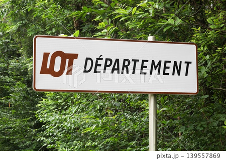 Lot department sign on a road in France 139557869