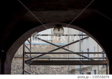 Quiet Urban Passage With Scaffolding Geometry 139558079