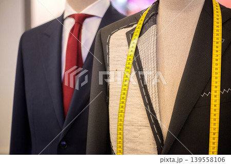 Tailored Suit Measurement Detail In Fashion Atelier Scene Tailored Suit Measurement Detail In Fashion Atelier Scene 139558106