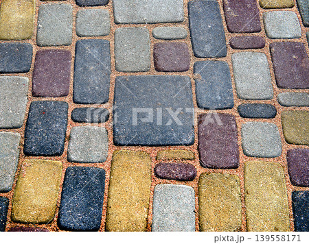 Colorful Cobblestone Pavement Texture Urban Background Pattern Colorful Cobblestone Pavement Texture Urban Background Pattern 139558171