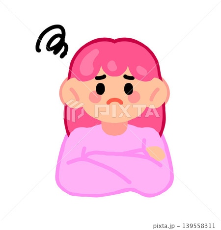困っている上半身の女の子のポップなイラスト 困っている上半身の女の子のポップなイラスト 139558311