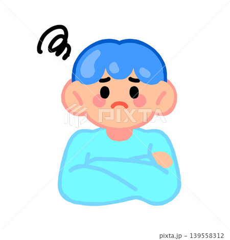 困っている上半身の男の子のポップなイラスト 139558312