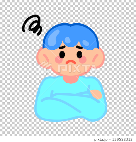 困っている上半身の男の子のポップなイラスト 139558312